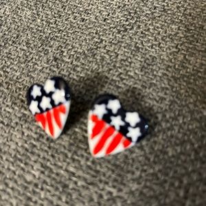 Kristine Marie clay ceramic hand painted patriotic earrings flag earrings.